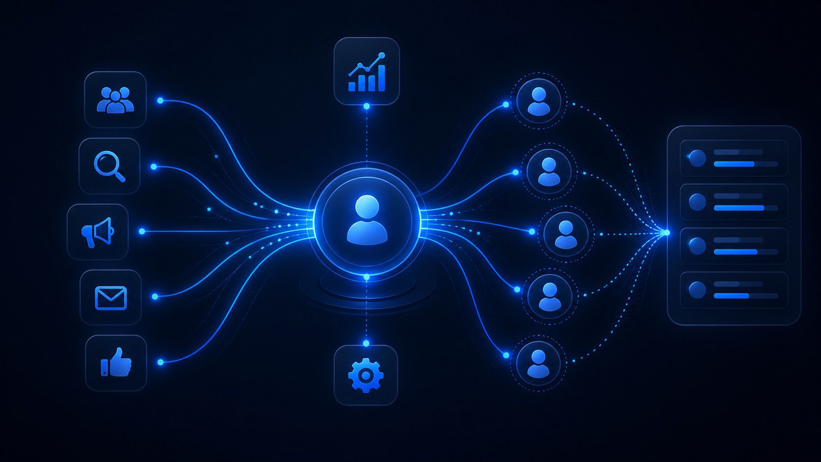 Abstract visual representing a connected patient acquisition system