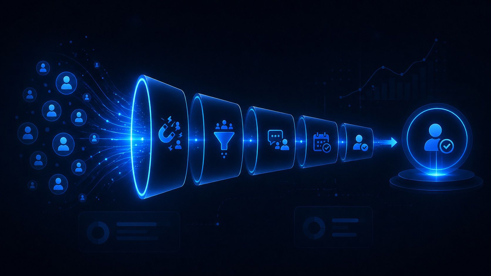 Abstract visual representing a connected marketing services system